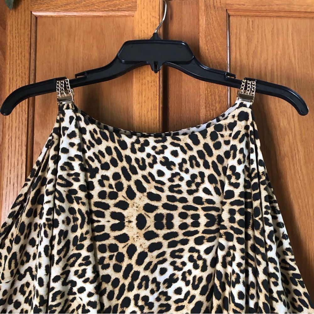 Boston Proper Leopard Print Mini Dress in Beige and Black - Picture 2 of 14